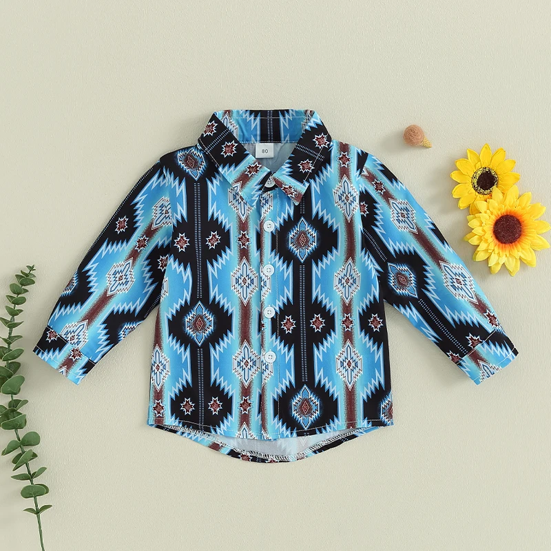 Vintage Kids Shirts Clothes Spring Autumn Blouses Clothing Infant Boys Animal Graphic Print Button Tops Kids Long Sleeves Shirts