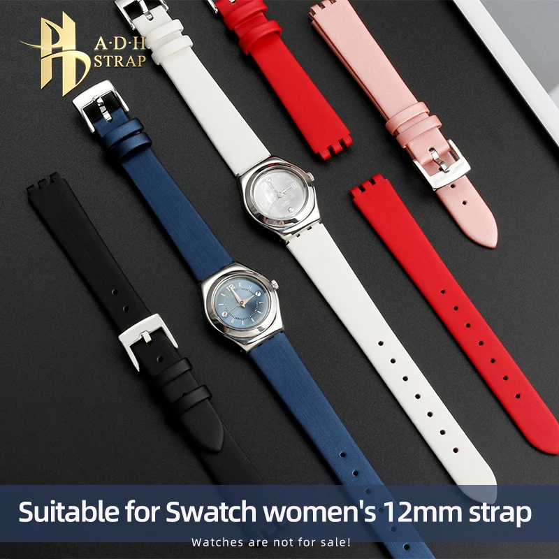 

Small Women's Leather Strap Suitable for Swatch Irony Silk Small Size 12mm Concave Convex Watchband Soft Accessories