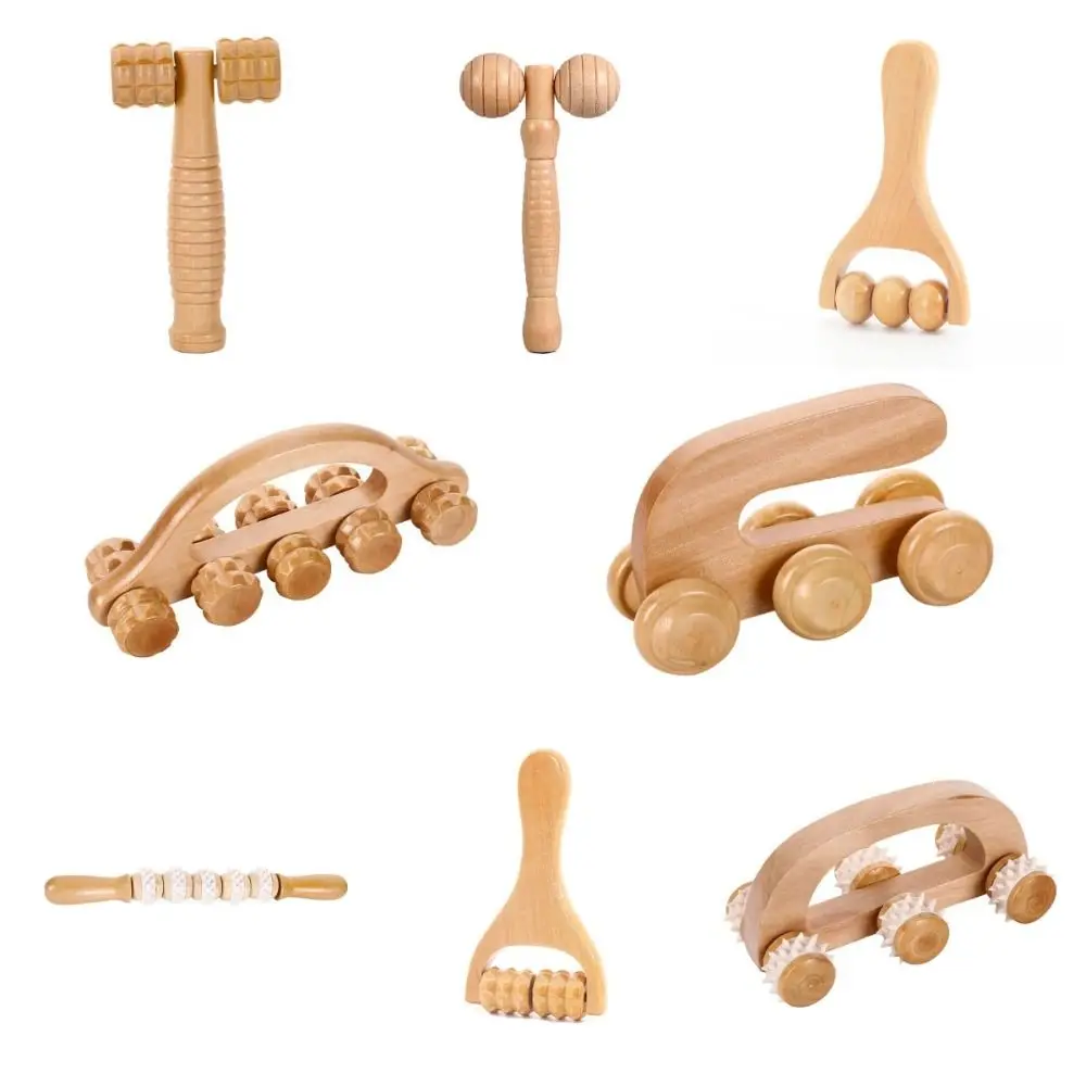 Manual Wooden Massage Roller Household Handheld Body Massage Tool Reflexology Hand Push Trigger Point Massager Women Men