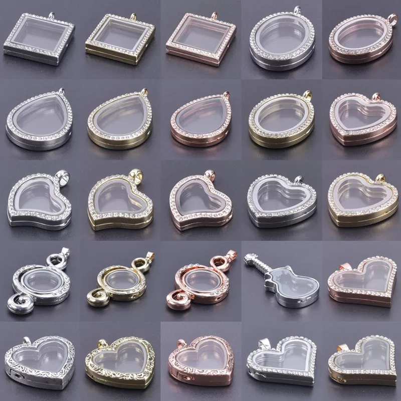 Medallón con forma de corazón para fabricación de joyas, accesorio colgante de Metal, con de de agua cuadrada, 1 piezas - AliExpress