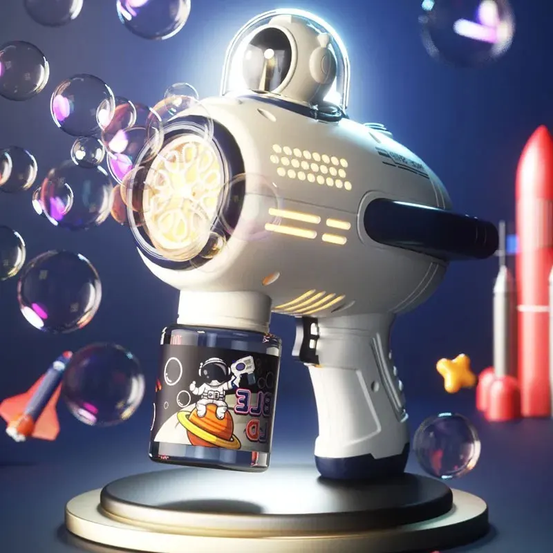 어린이 버블 건 장난감, 우주 비행사 완전 자동 버블 머신, 야외 게임 판타지 장난감, 소년 소녀 선물 
