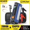BUVAYE Professional Car Battery Starter Power Bank 2000A Jump Starter Portable 12V Car Battery Booster with 150PSI Air Pump