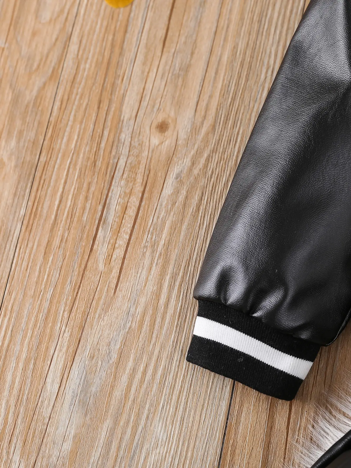 Girl's PU Leather Jacket with Pleated Faux Leather Skirt 2