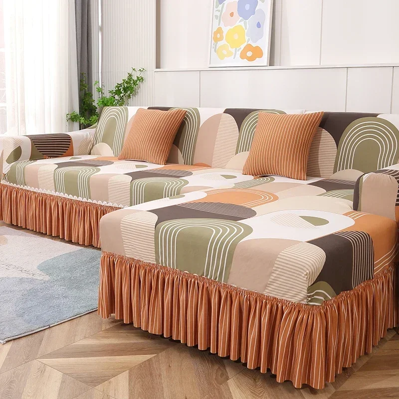 

Double Sofa Large Skirt Sofa Cushion Four Seasons All Inclusive Sofa Cover Simple Elastic Luxury Sofa Protective Cover