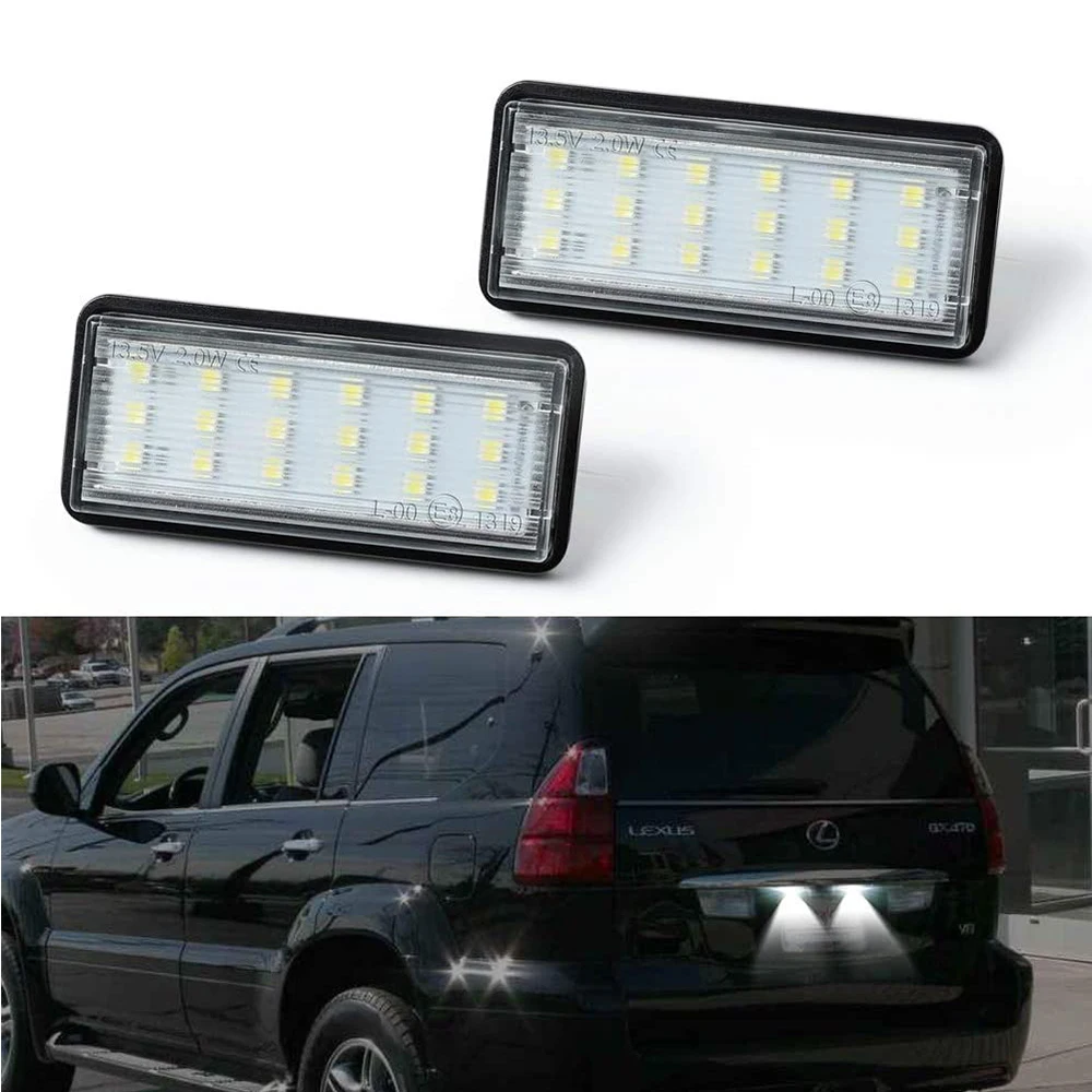 

2Pcs No Error Canbus Car LED Number License Plate Light for Toyota Land Cruiser 100 200 Prado 120 Reiz 4D Mark X Accessories