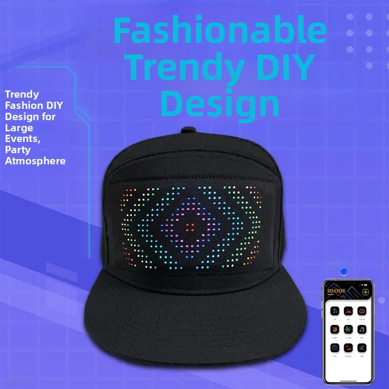 LED Full Color Display Cap APP Bluetooth Advertising Scrolling Hat ...