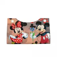 Custom Mickey Minnie Mouse Love Facial Tissue Box Cover Rectangular Cartoon PU Leather Tissue Box Holder for Car Home 2