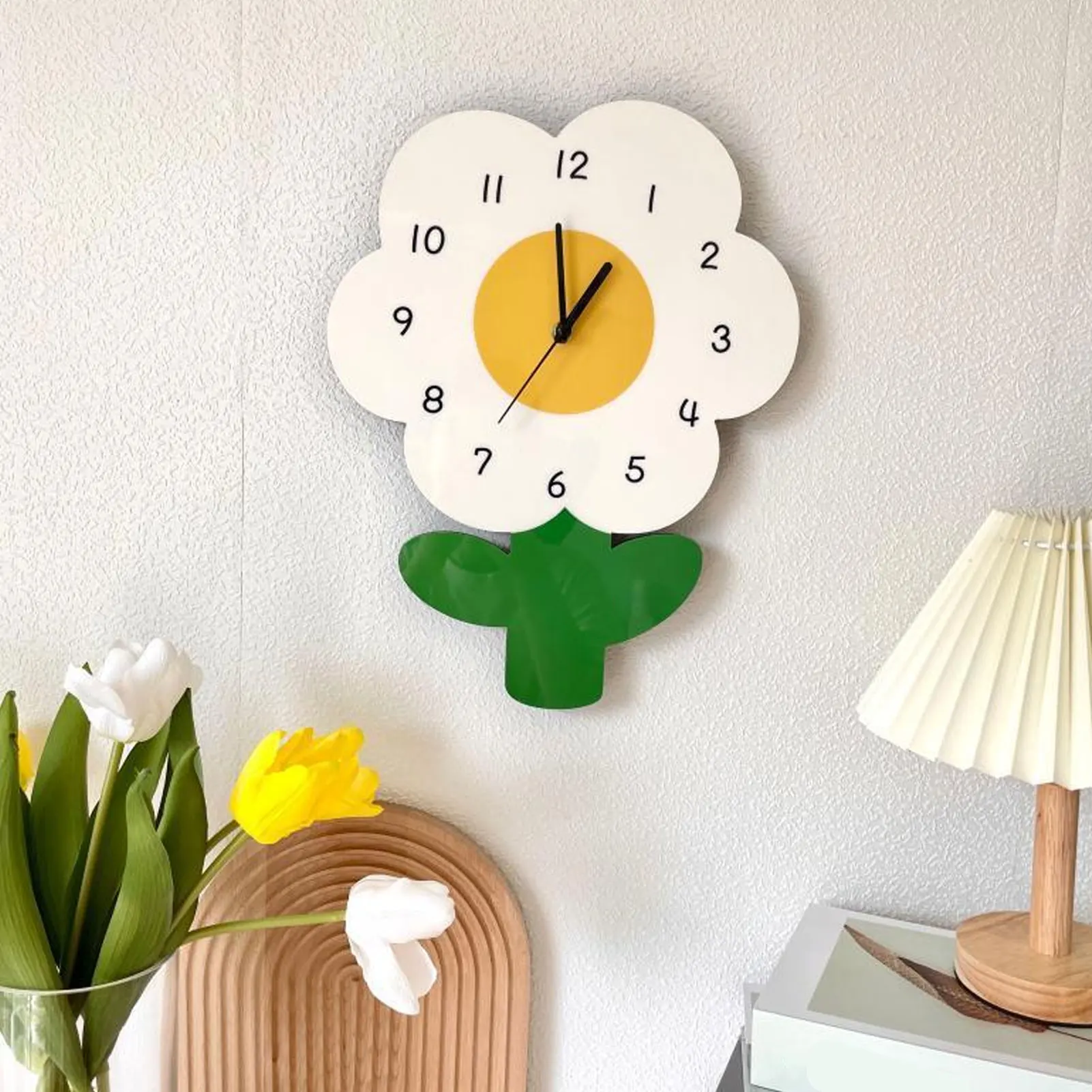 新品時計　SYNC WALL CLOCK FLOWER BOMBER Flowers Creative Clock Wall Home Living Decoration Artistic Silent