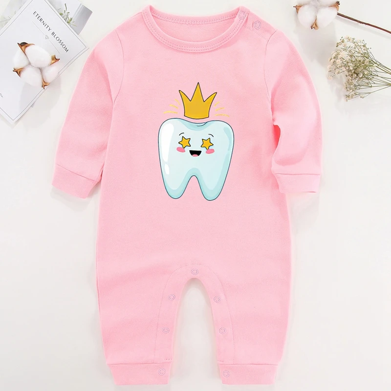 My First Tooth Baby Girl Winter Clothes Cotton Newborn Baby Boy Costume Long Sleeve Romper for Babies Infant Outfits bulk baby bodysuits	 Baby Rompers