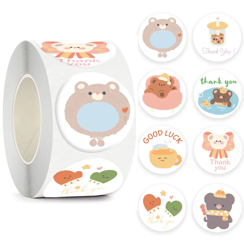 

100-500pcs Cute Sticker for Kids Animals Face Bear Reward Sticker for Classroom Teacher Supplies Motivational Scrapbooking Label