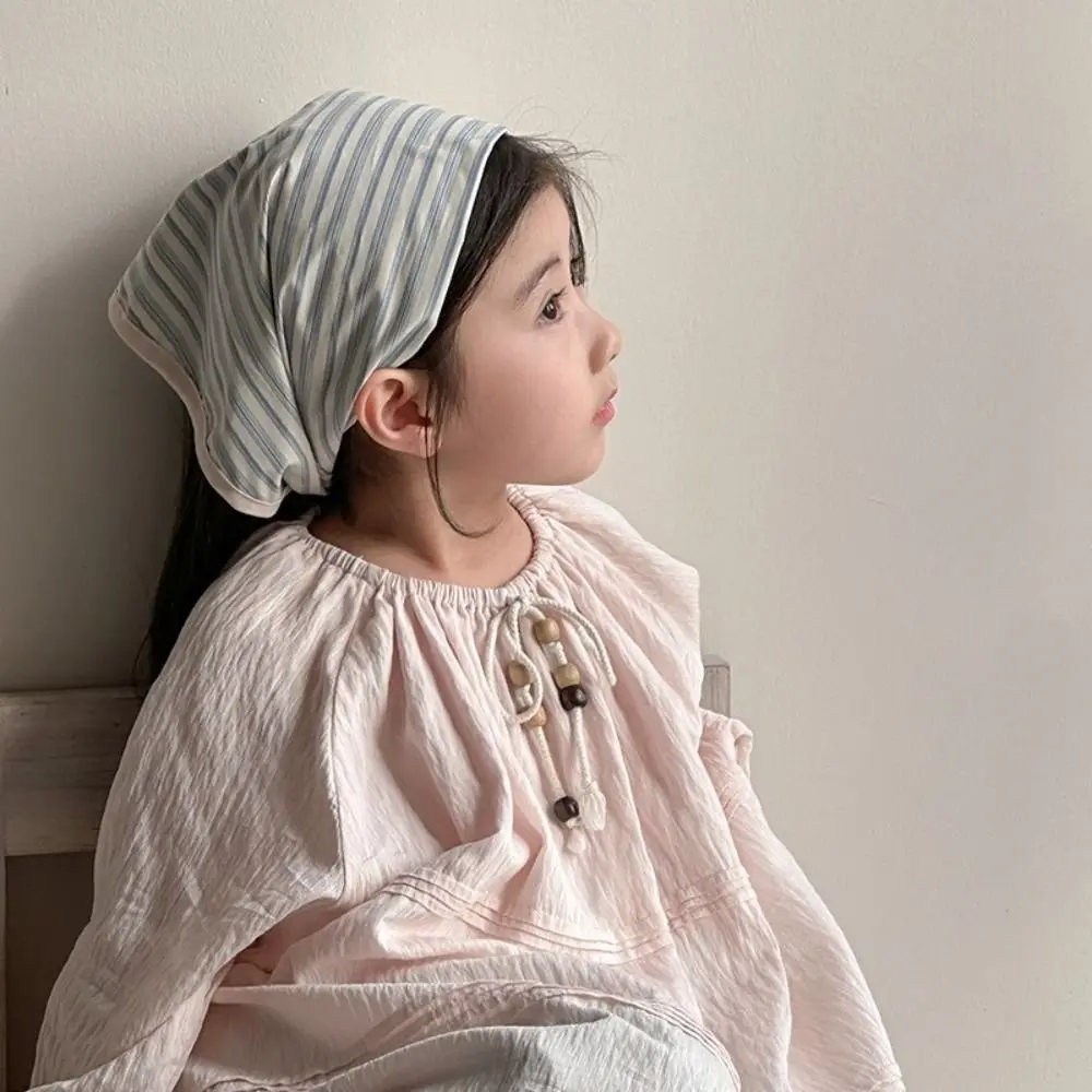 Vintage Korean Children's Scarf Striped Plaid Triangle Bandana Sweet Boys Girls Waist Scarf Spring Autumn