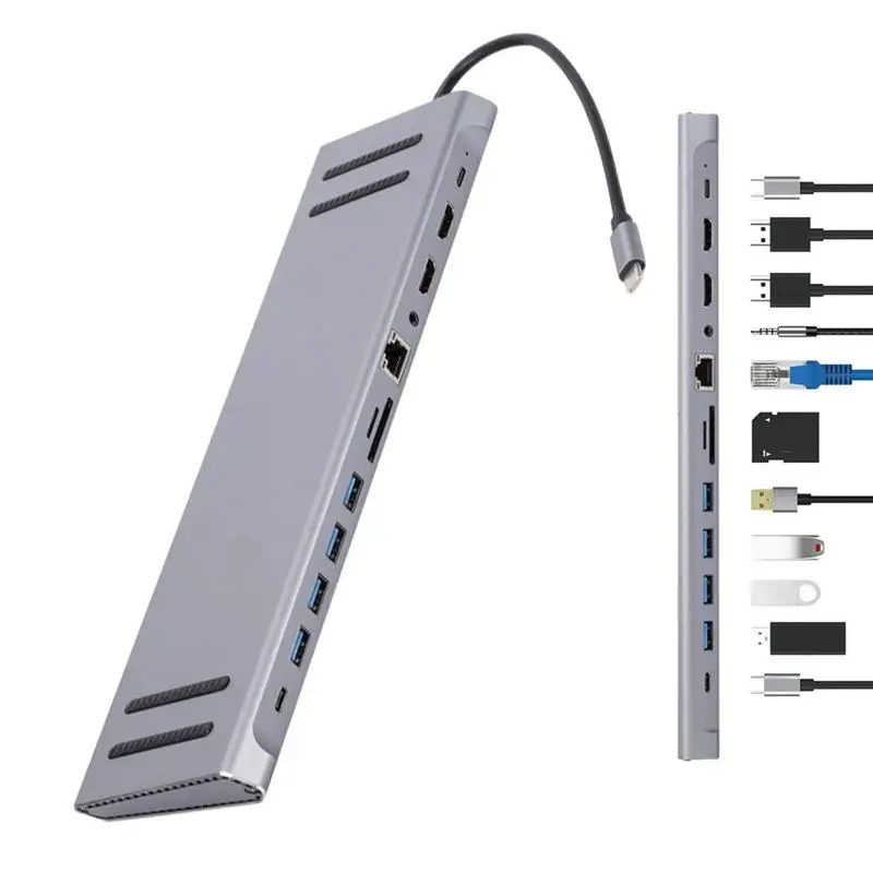 

12 In 1 USB C Hub HD Port Expander USB C Hub Multiport Adapter USB C Data Transfer Docking Station For Laptop Computer