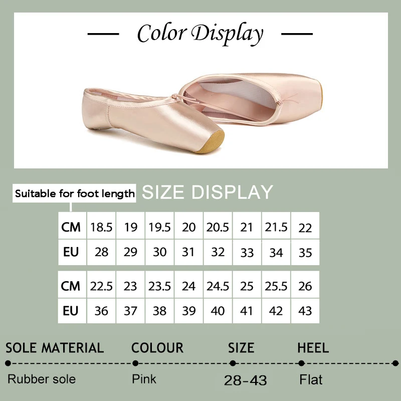 Women Ballet Shoes for Girls Pink Silk Ballerina Ribbons Ballet Pointe Dance Shoes for Kids Children Professional Ballet Shoes 6