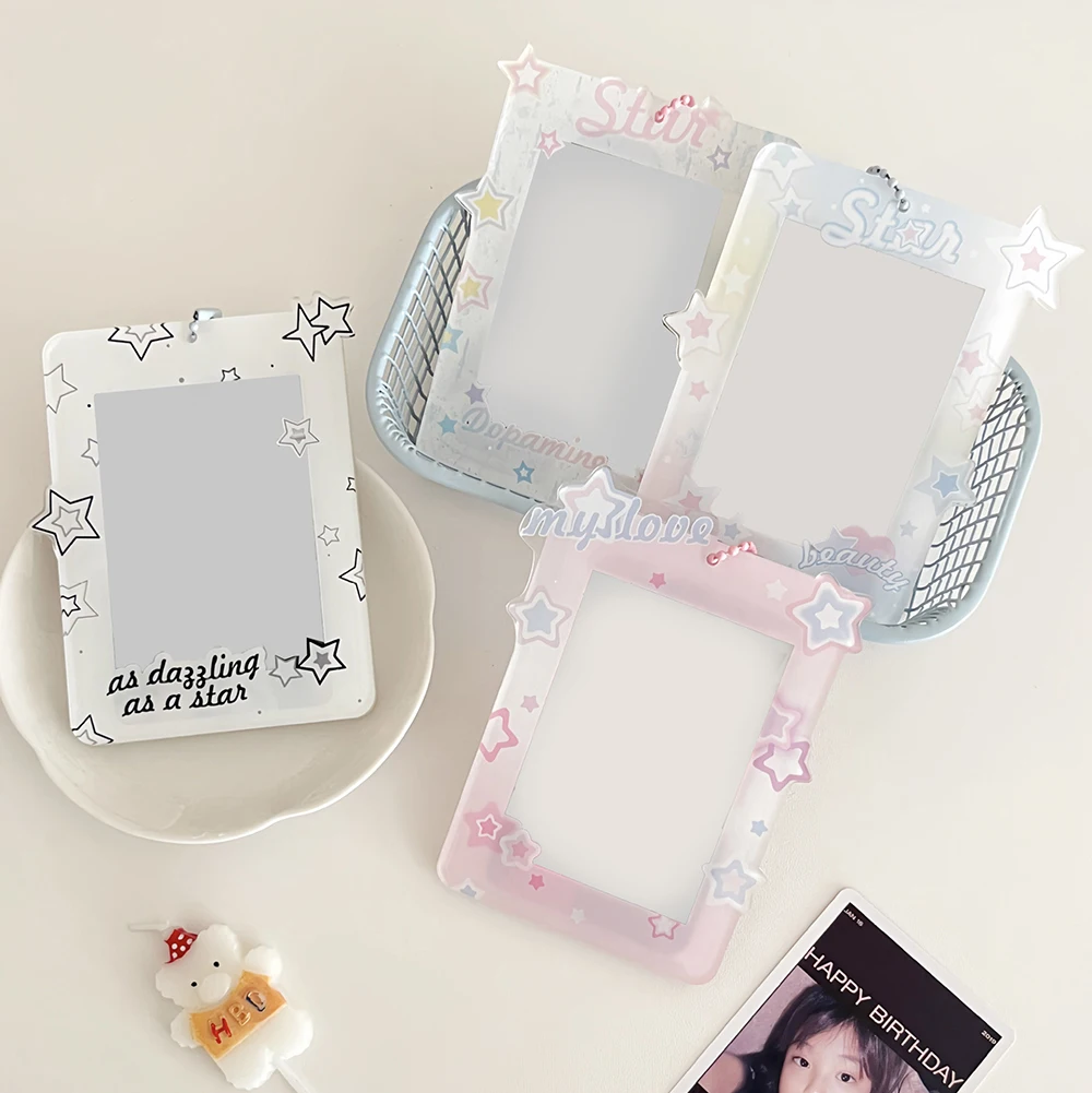 New Photo Protection Pendant Photo Holder Card Display Card Sleeve Bag Pendant Sweet Cartoon Acrylic Cute Star School Stationery cute baby bunny hat with rabbit ear 2023 spring autumn baby pullover hat baby ear protection newborn hat for girls boys