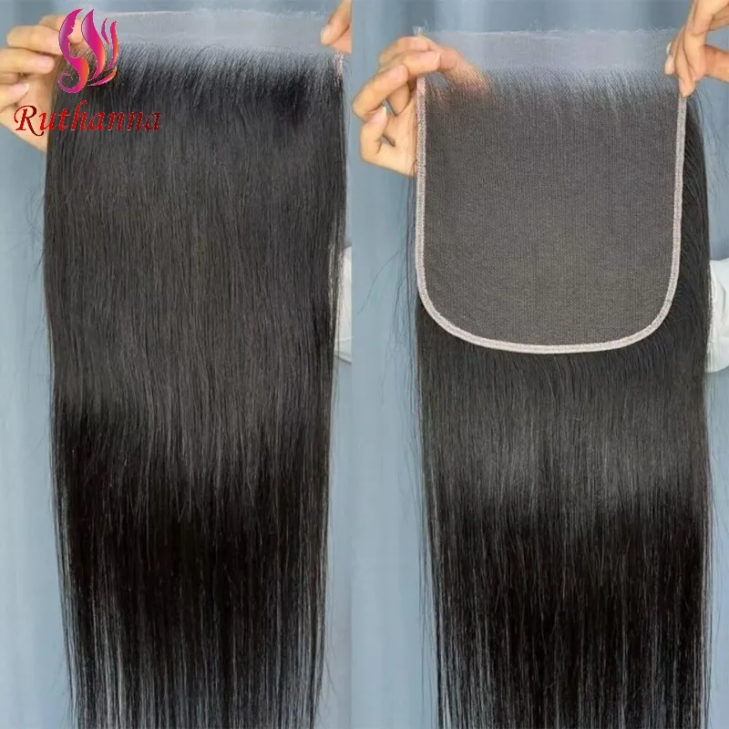 5x5 Lace Closure Straight Hair Human Hair Pre-Plucked Hairline Brazilian Virgin Transparent Lace Closure For Women