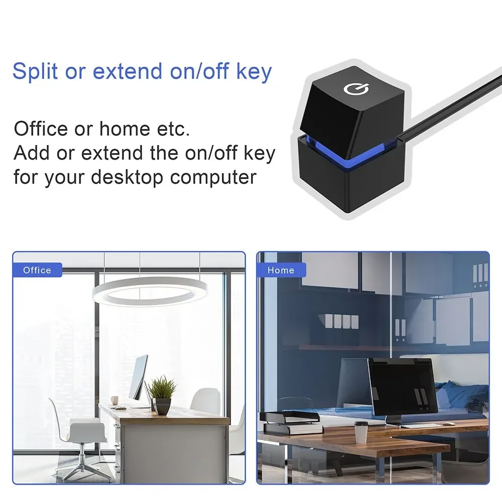 Computer Desktop Switch Colorful LED PC Motherboard External Start Power On/Off Button Extension Cable For Home Office Bar