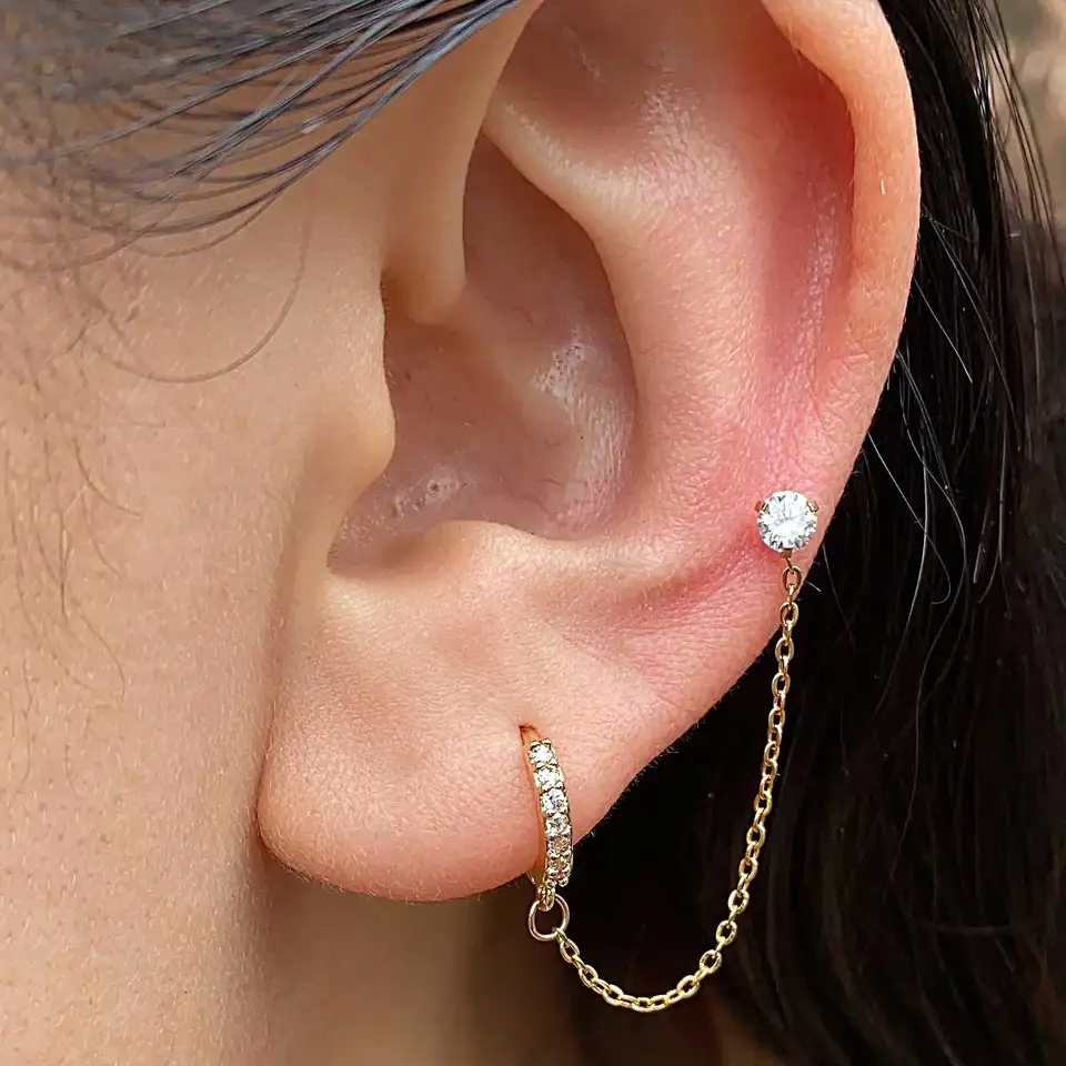 『JD PIERCE 両耳 黒銀』 DL1352040 STERLING SILVER JEWEL ピアス（片耳用）｜シルバー