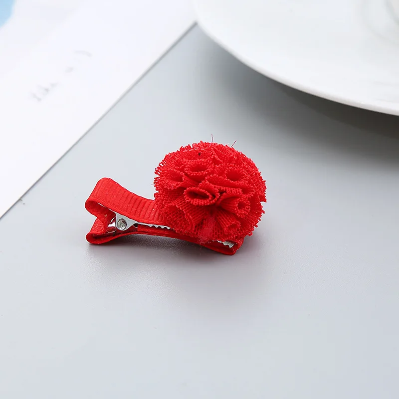 2pcs Children Gauze Ball Korean Red Small Ball Hall-inclusive Cloth Hairpin Baby Headwear Girls Kids Women Hair Accessories
