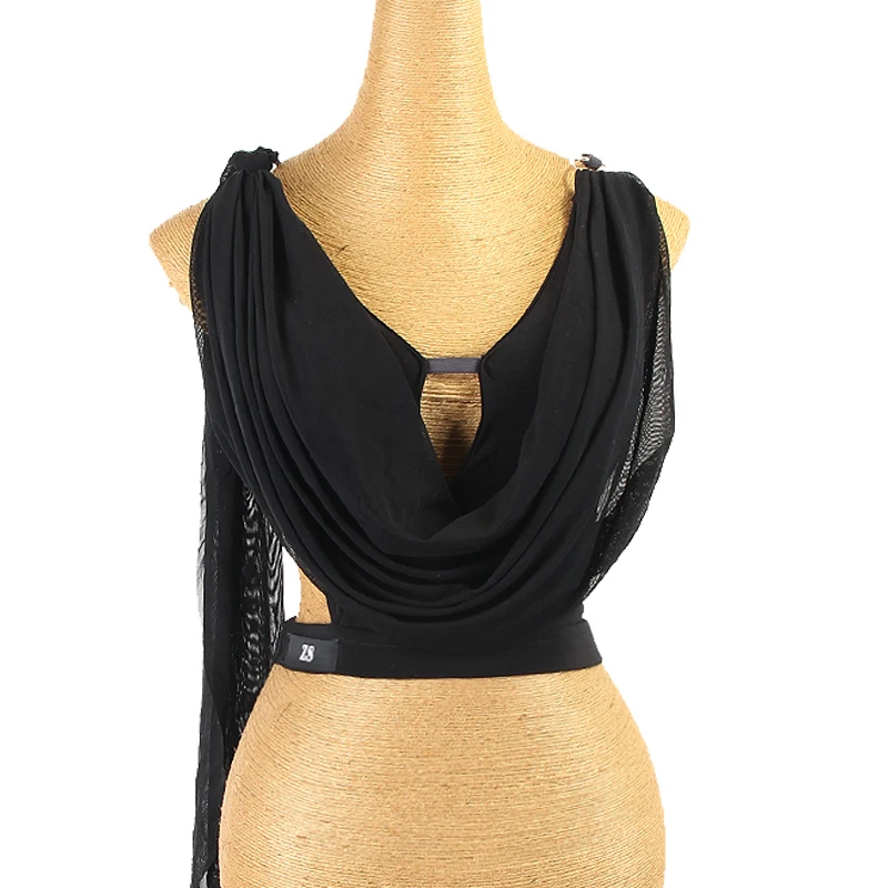 

Latin Dance Tops Hollow Sling Training Black Gauze Clothes Professional Rumba Dance Practice Vest Samba Tango Clothing DQL6922