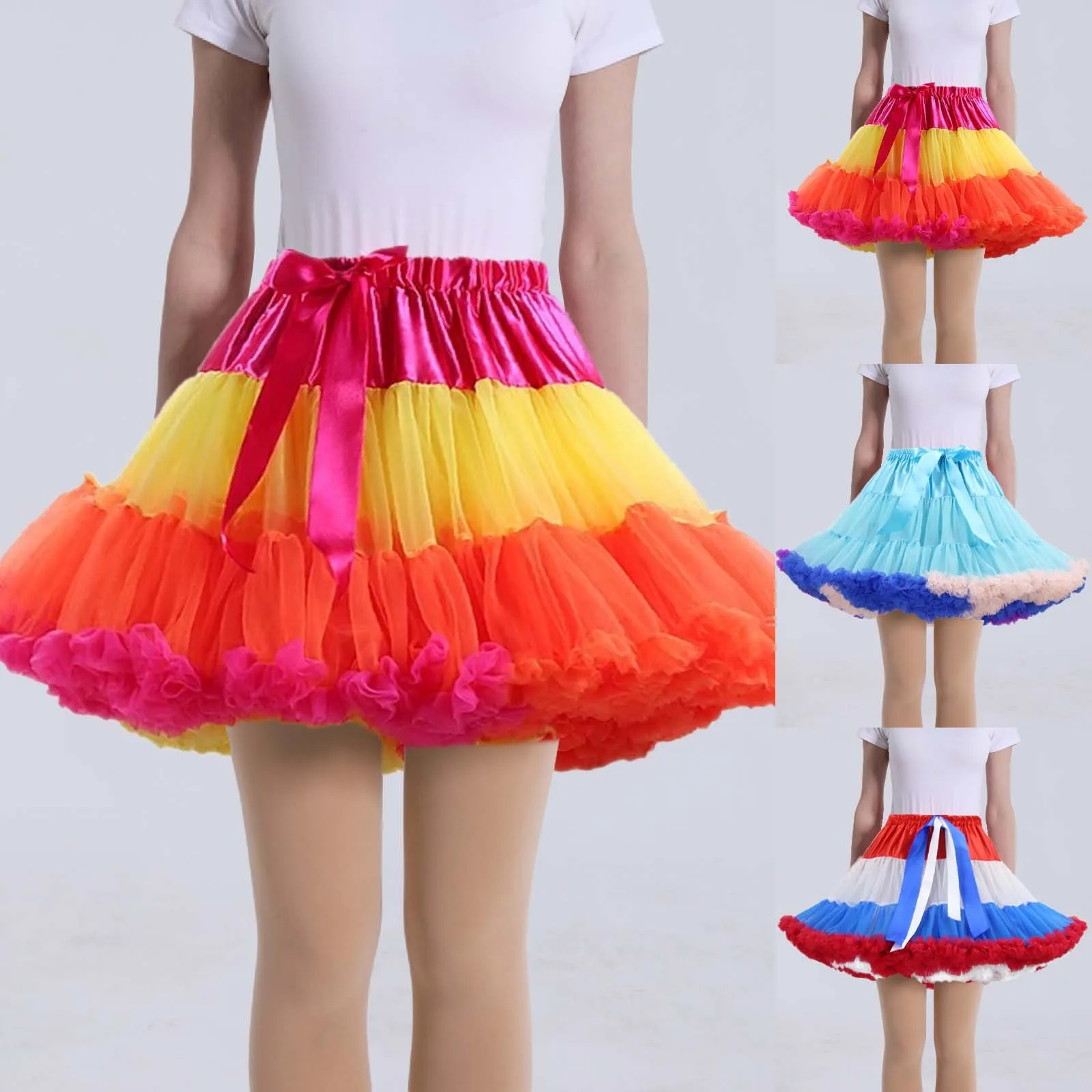 

4 Colors Petticoat Women Lolita Cosplay Petticoat A-Line Puffy Tutu Skirt Layered Ballet Pettiskirts Big Bowknot Underskirt