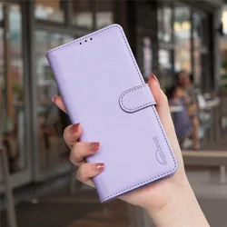 Anti-Theft RFID Blocking Leather Wallet Flip Case for Galaxy A55 5G (PURPLE)
