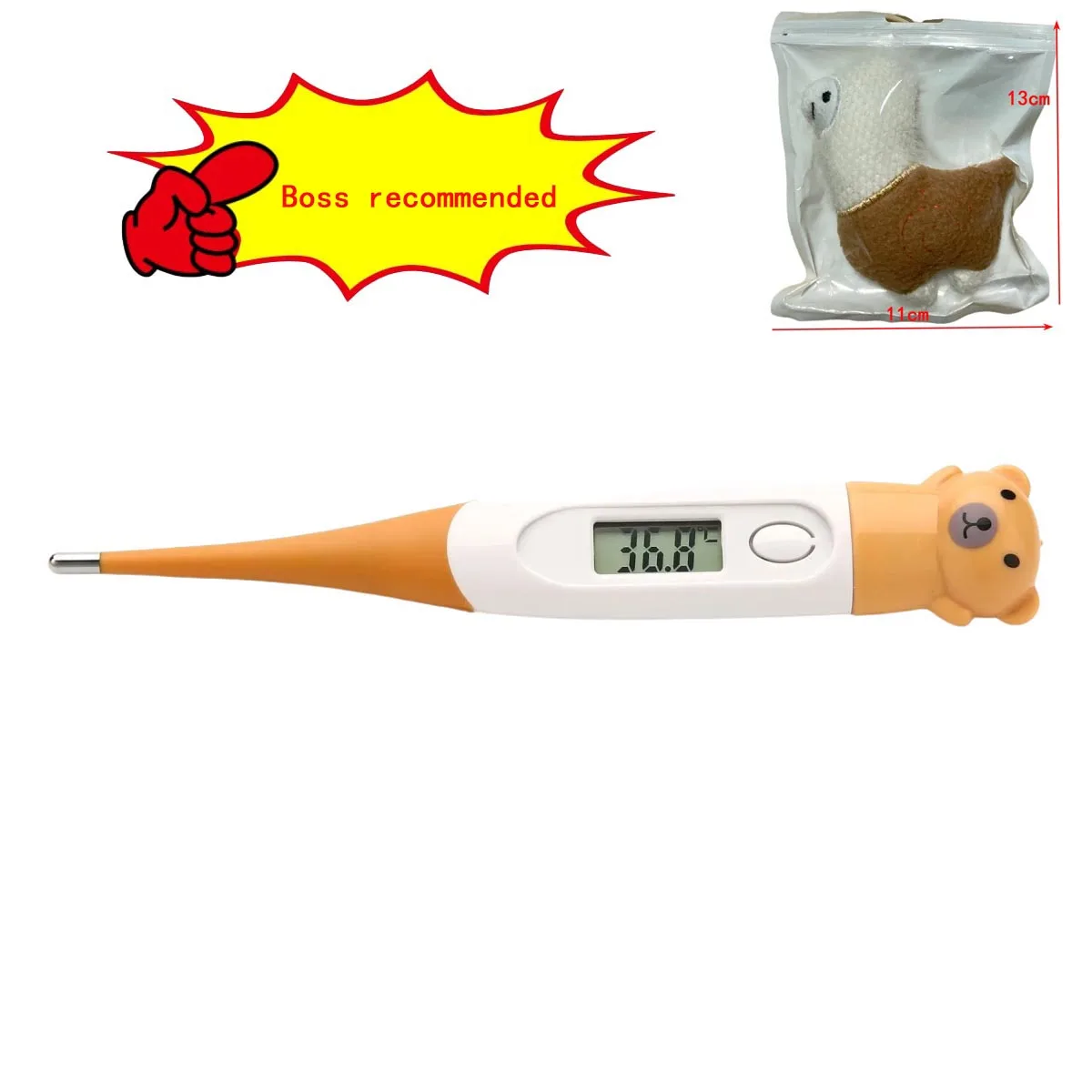 Bear modeling Cartoon Pet high precision cat dog electronic thermometer meter animal cattle sheep pig anus veterinary Soft head