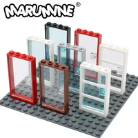Marumine 60616 Window Door Frame 1x4x6 Building Blocks 60596 MOC Parts with Glass Toys for Children House City Compatible Brick 1