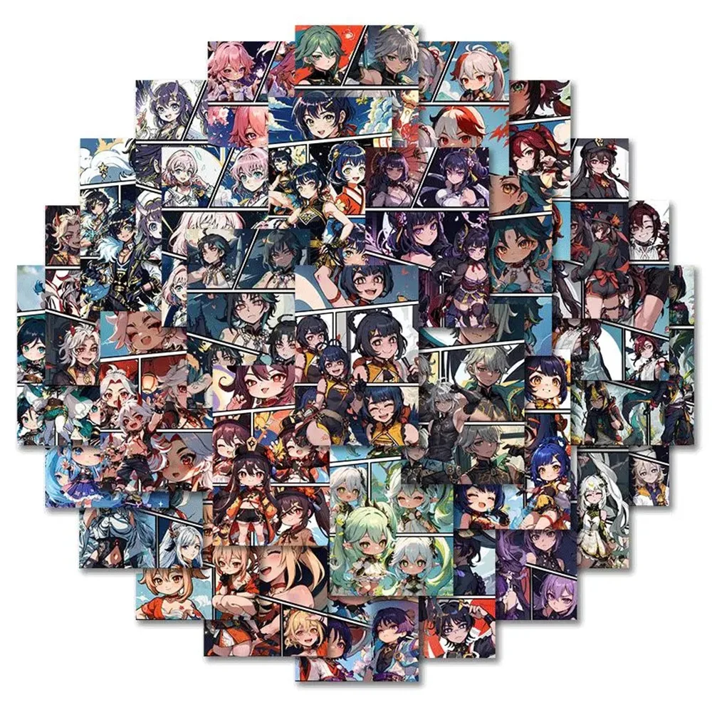 10/30/48pcs Cute Genshin Impact Anime Stickers Cartoon Decals Motorcycle Laptop Phone Car Bike Wall Waterproof Sticker Kids Toys anime cartoon genshin impact scroll canvas wall hanging painting decor poster wall art room decoration2