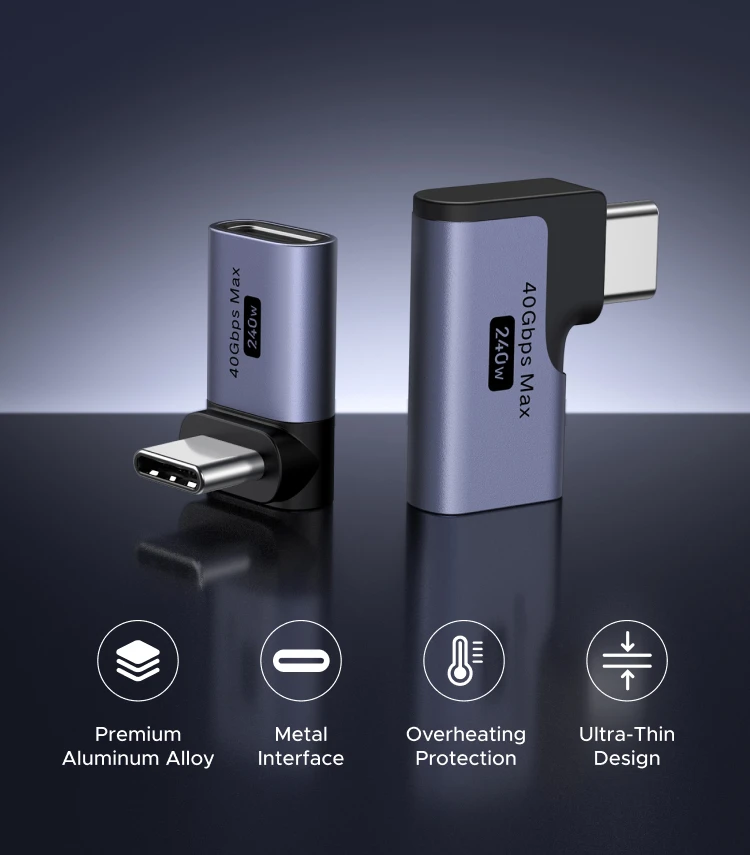 UGREEN USB-C Fmale to USB-C Male Adapter Right Angle 3PCS/2PCS Support 240W Fast Charging & 40Gbps For Macbook Ipad Phone
