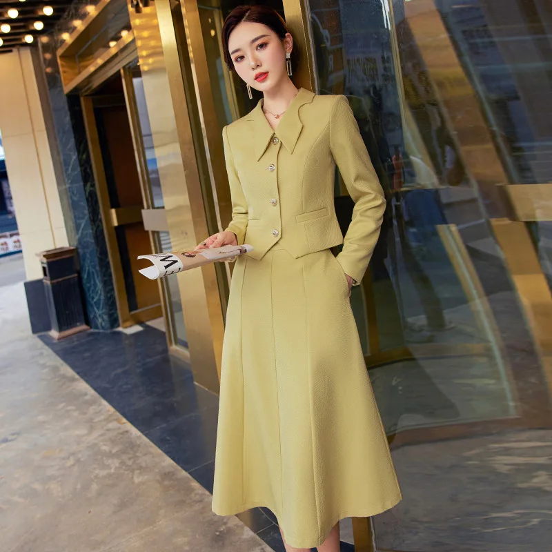 Newest 2023 Spring Professional Women Business Suits with Blazer Coat and Skirt OL Styles Uniform Ladies Office Work Wear Sets 3