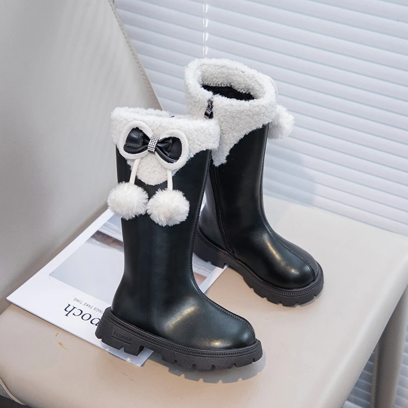 Girls Winter Mid Calf Boots Thermal Plush Soft Sole