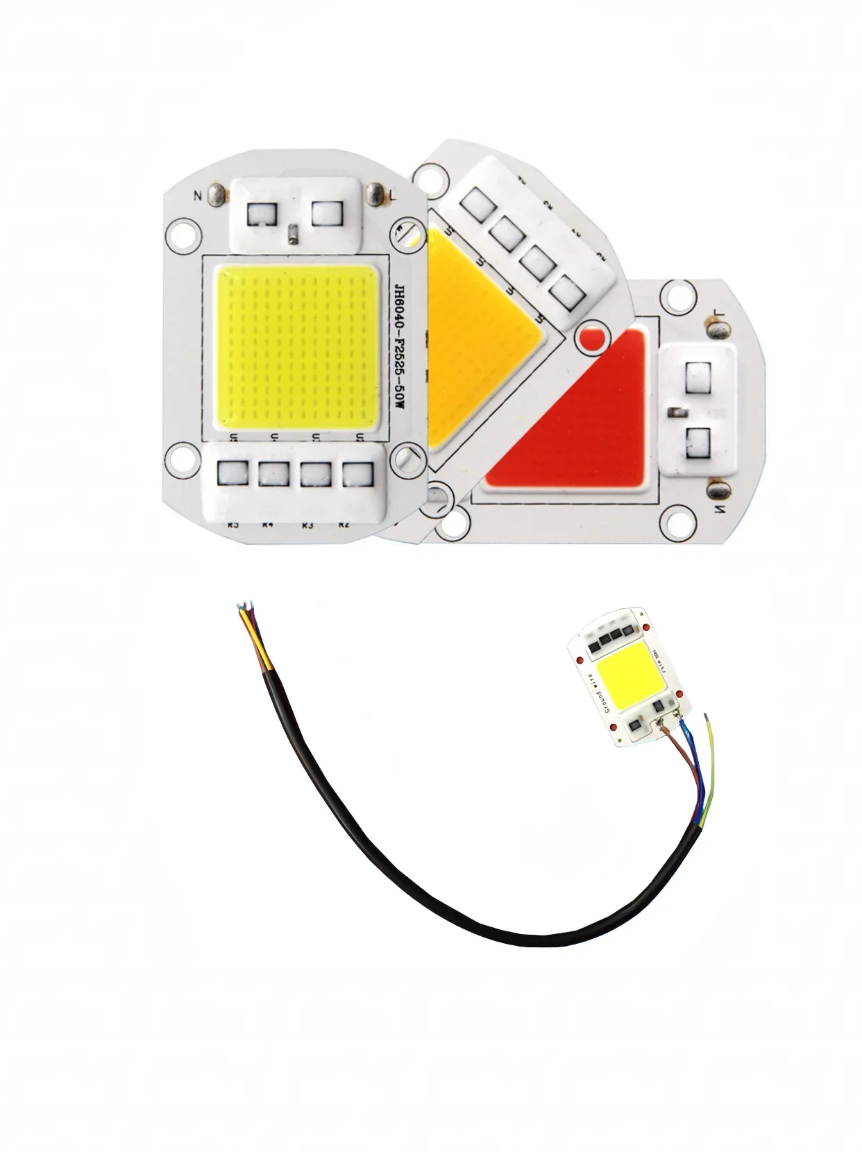 LED 50W 220V Red Blue Green White No Need Driver Chip COB Lamp Source Plant Growth Flood Street Light Beads Light Accessories