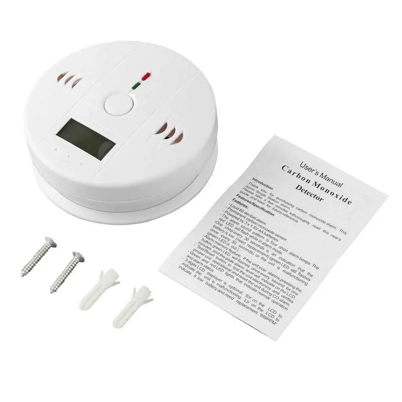 Carbon Monoxide Detector Independent CO Alarm Sensor 85dB High Sensitive LCD Photoelectric Display for Home Hotel