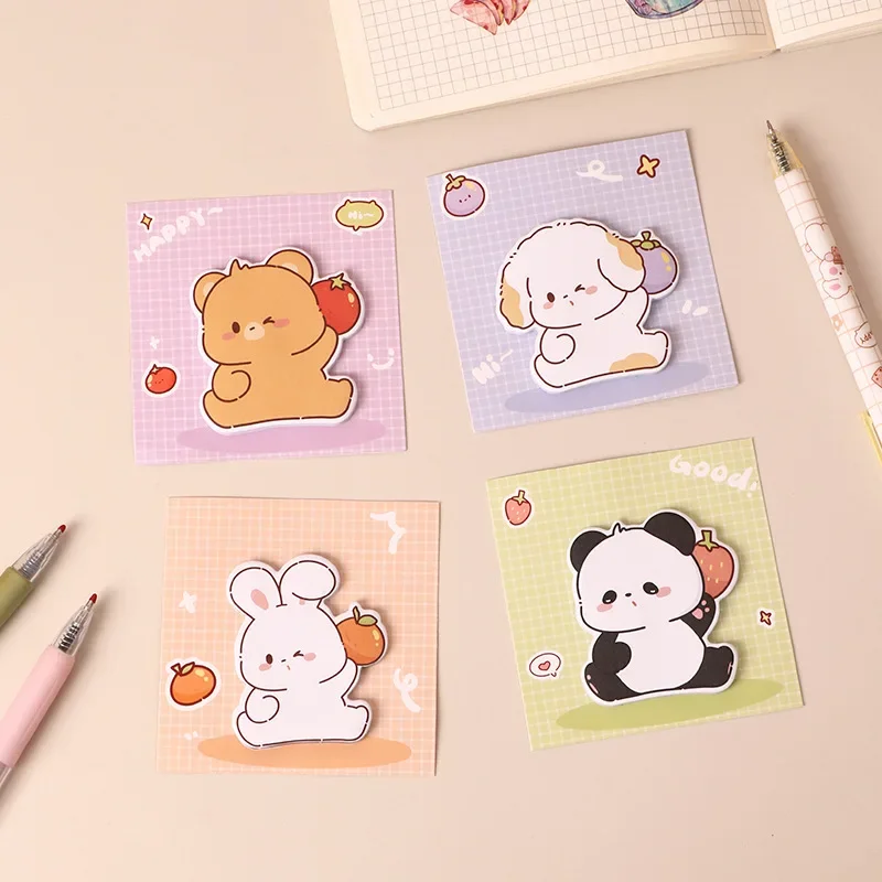 4Pcs/Set Kawaii Cartoon Animal Memo Pad Cute Panda Bear Dog Rabbit Sticky Note Student Office Stationery Self-Adhesive Notes 2