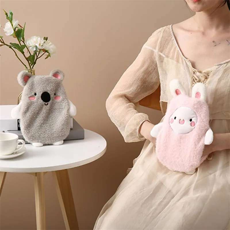 1 Piece Hand Warmer Safe Water-filling Hot Water Bottle with Koala Plush Cover Household Items 350ml Hot Water Container Winter