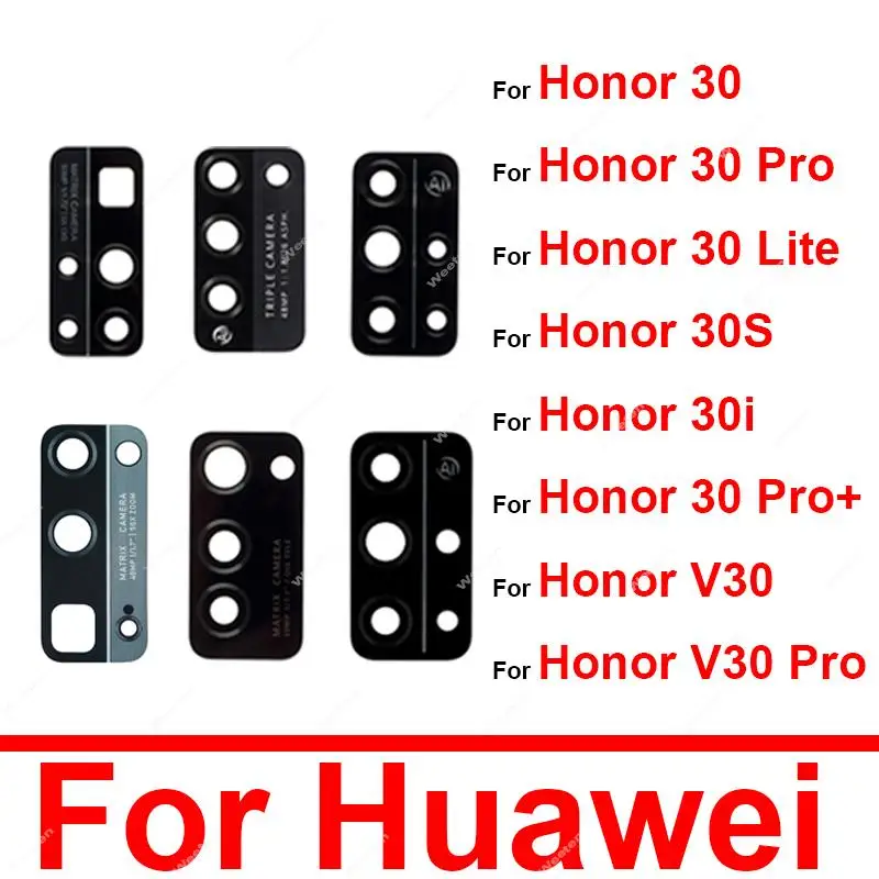 

Back Glass Lens For Huawei Honor 30 V30 Pro + 30lite 30s 30i Glass Lens Rear Camera Lens Glass With Sticker Repair Parts