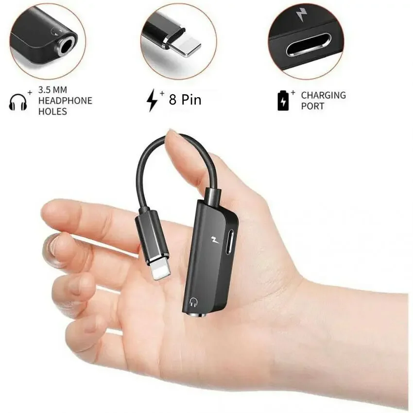 3.5mm audio cable 8Pin to male to female USB C to 3.5 Jack earphone aux adapter