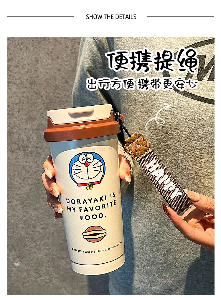 Doraemon 500ml Insulated Stainless Steel Cup – Kawaii Kids Drink Bottle Gift