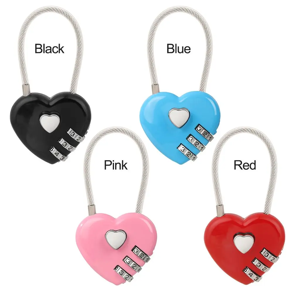 Description Picture 3 of item1Pc Heart Shaped Lock 3 Digit Password Padlock Zinc Alloy Dial Combination Locker Case Supply Travel Suitcase Security Tool