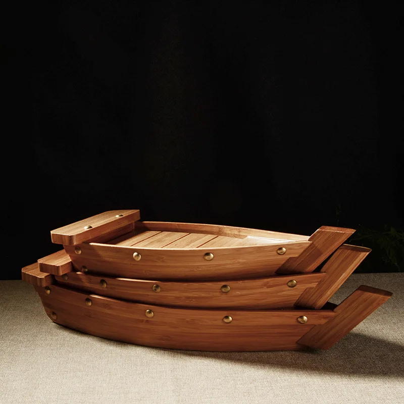 Wooden Sushi Boat Japanese Style Wooden Sushi Boat Cotainer for sushi dish MJ