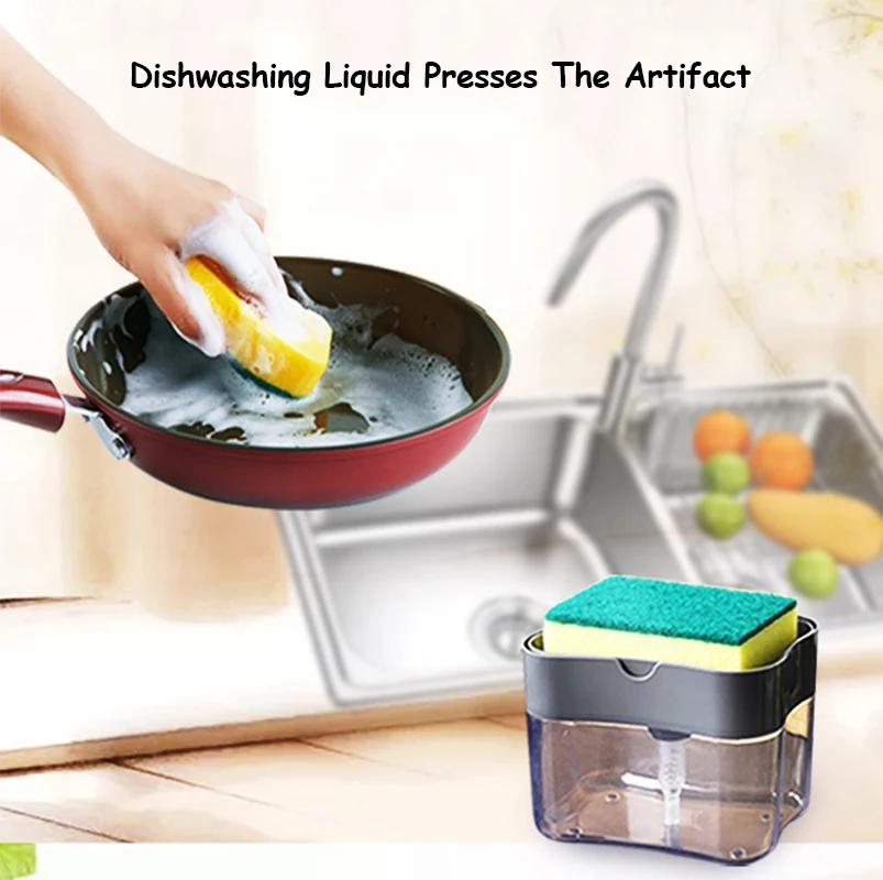 

Dishwashing Liquid Press Box Automatic Dispenser Automatic Liquid Out Box Hundred Cleaning Cloth Dishwashing Brush Kitchen Tools