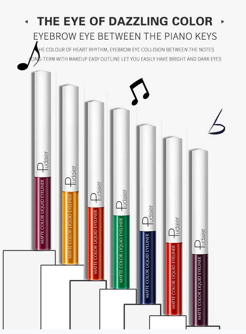 

Pudaier Матовая жидкая подводка для глаз, водостойкая стойкая пигментная зеленая и красная подводка для глаз, фотокосметика, 15 цветов