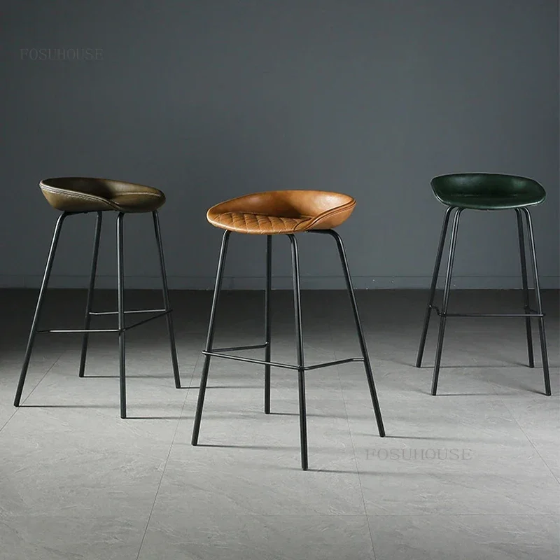 Nordic Light Luxury Bar Chairs Retro Industrial Style Bar Stools Living Room Home Creativity High Chair Kitchen Counter Stool W