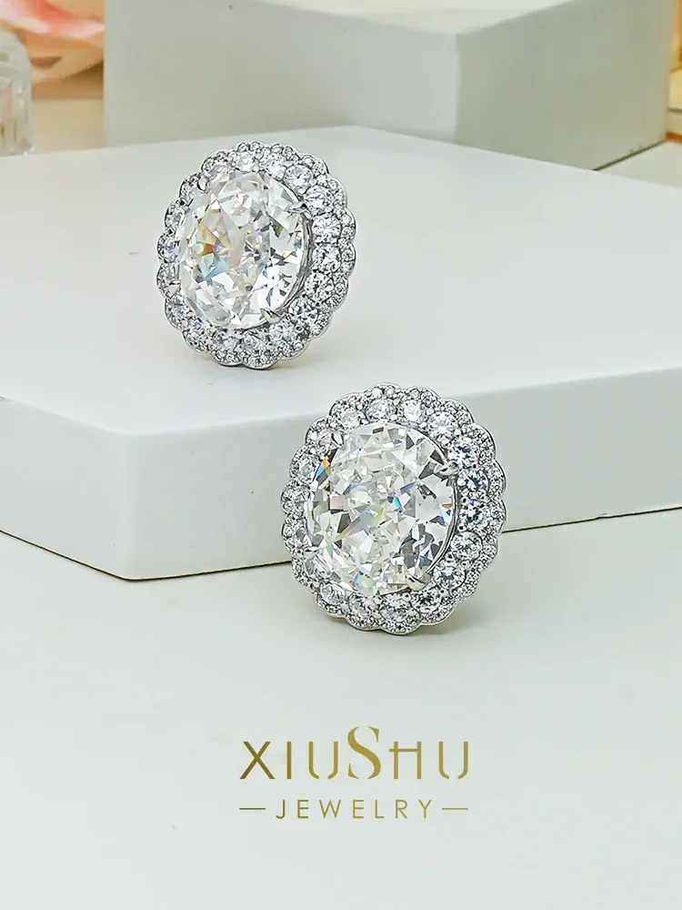 S925 Silver Inlaid High Carbon Diamond Earrings with Versatile Niche Design, Elegant and Fashionable Engagement Jewelry