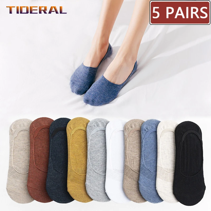 10 pieces = 5 pairs Women's Cotton Invisible No show Socks non slip