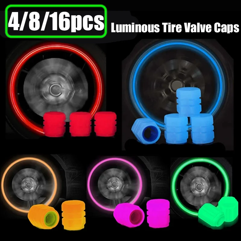 Luminous ยางวาล์ว Caps Multi-สีเรืองแสง Night Glowing Decor รถจักรยานยนต์จักรยานล้อหัวฉีดกันฝุ่นยางวาล์ว Stem Cap 1