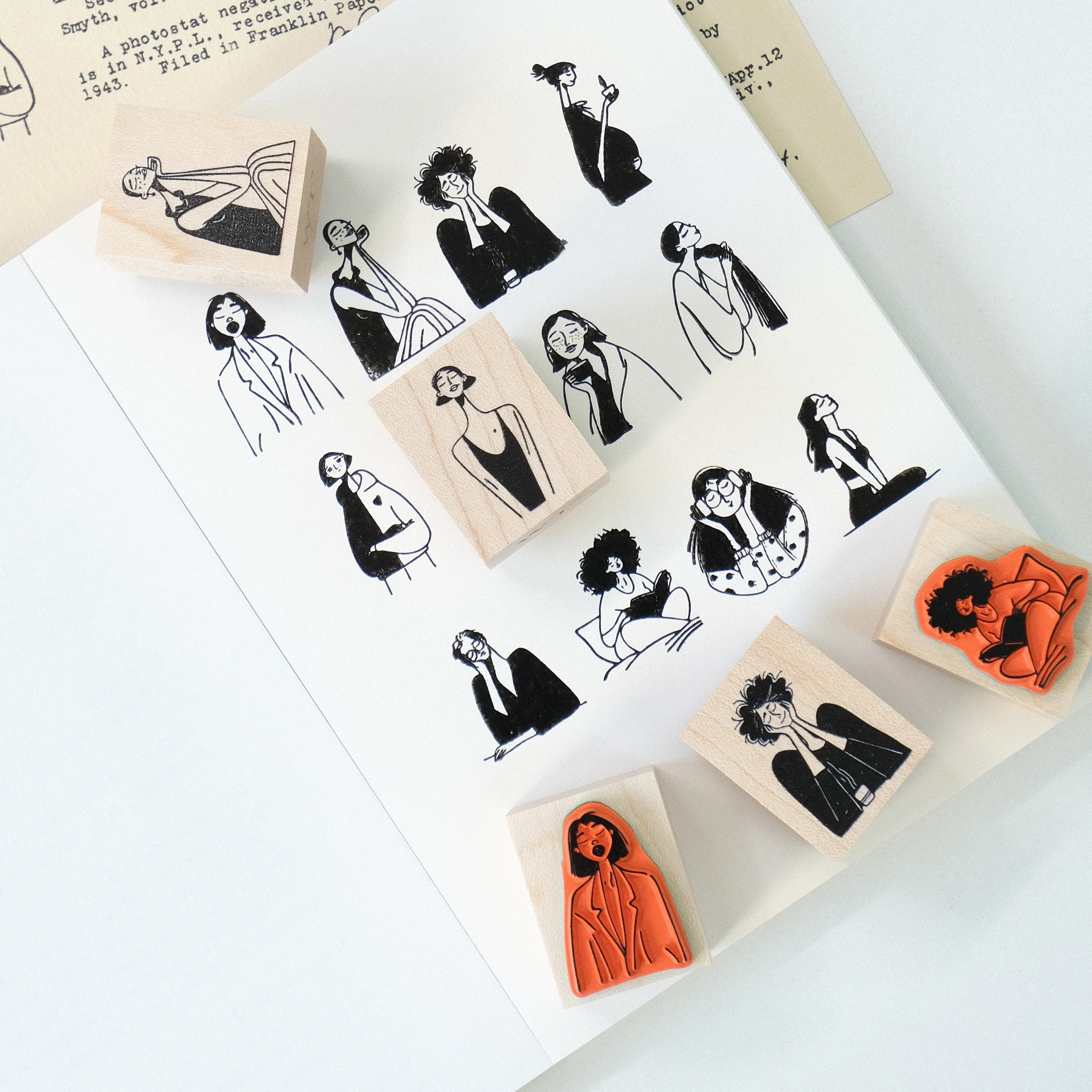 WT 스튜디오 빈티지 소녀들의 일상 커피 소녀 플래너용 고무 스탬프 DIY 스크랩북 사진 앨범 카드 만들기 장
