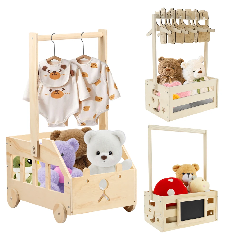 Cesta de madera para Baby Shower, cajón para Baby Shower con asa