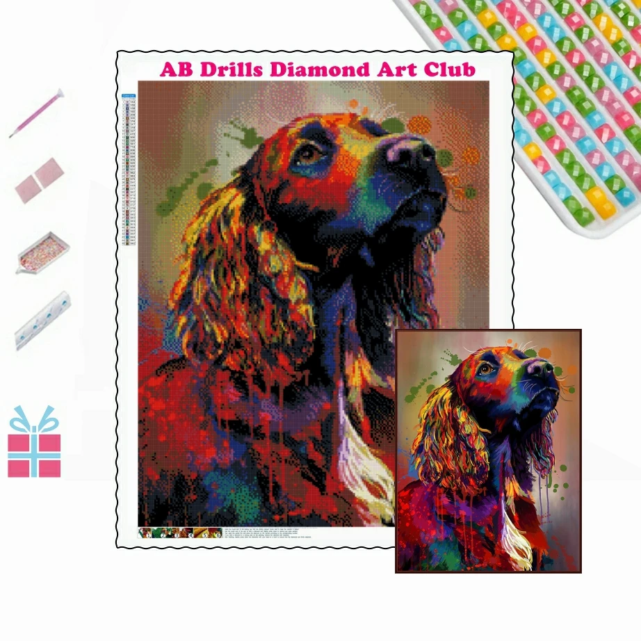 YSCOLOR Diamond Painting 5D Pittura Diamante Diy Punto Croce Cocker Spaniel Inglese Ricamo Diamante Pieno Rotondo Strass Mosaico Wall Sticker 30X40cm