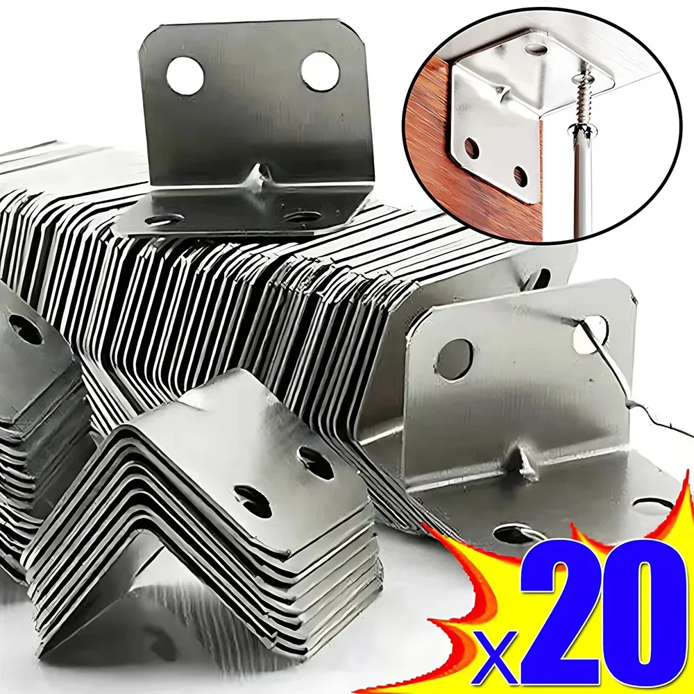 Angle Iron Board Table Chair Cabinet Wardrobe Fixed Connector 90-degree Angle Iron Plate Bracket 20pcs